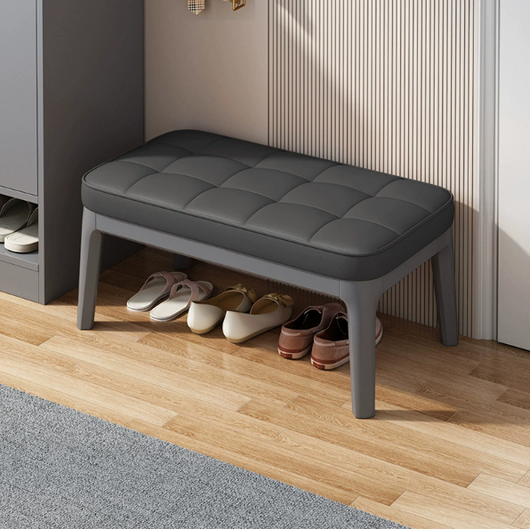 Shoe Bench | PU Leather & Solid Wood | Grid Upholstered Design | Entryway & Living Room 3