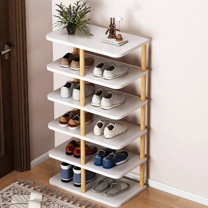 Shoe Rack | Minimalist PVC Wood Design | 6/7 Tier Storage Organizer | Entryway Furniture 0
