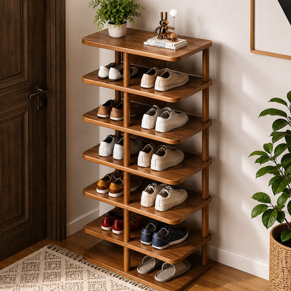 Shoe Rack | Minimalist PVC Wood Design | 6/7 Tier Storage Organizer | Entryway Furniture 100