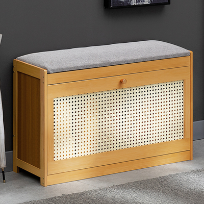 Shoe Storage Bench | Bamboo & ABS | Breathable Flip-Top Design | Entryway Shoe Rack 2