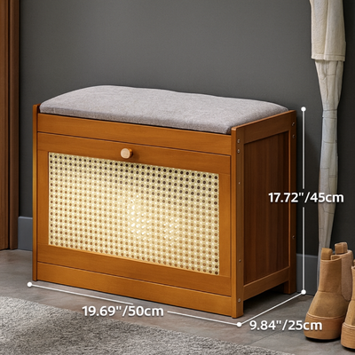 Shoe Storage Bench | Bamboo & ABS | Breathable Flip-Top Design | Entryway Shoe Rack 4