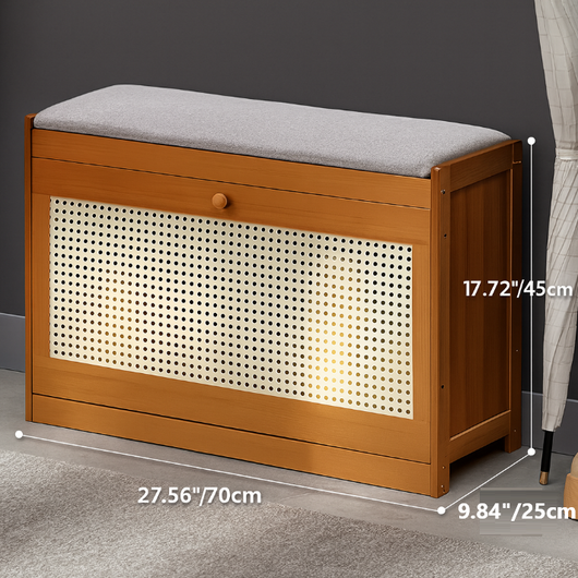 Shoe Storage Bench | Bamboo & ABS | Breathable Flip-Top Design | Entryway Shoe Rack 5