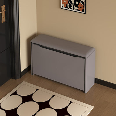 Shoe Storage Bench | PU Leather & Pine | Minimalist Design | 2-Tier Organizer for Entryway 10
