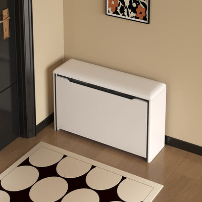 Shoe Storage Bench | PU Leather & Pine | Minimalist Design | 2-Tier Organizer for Entryway 1