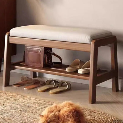 Shoe Storage Cabinet | Solid Wood & Tech Cloth | Compact 1-Tier Design | Entryway Organizer 14