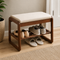 Shoe Storage Cabinet | Solid Wood & Tech Cloth | Compact 1-Tier Design | Entryway Organizer