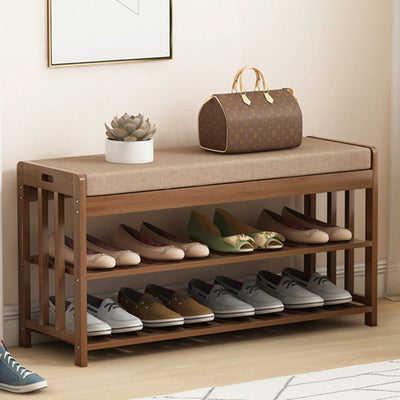 Shoe Storage Rack | Minimalist Bamboo Rattan with 2-Tier Design | Perfect for Entryway Organization 3
