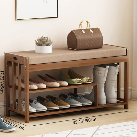 Shoe Storage Rack | Minimalist Bamboo Rattan with 2-Tier Design | Perfect for Entryway Organization 7