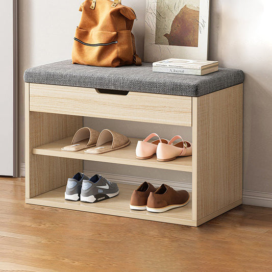 Shoe Storage Rack | Minimalist PU Leather & Wood | 3-Tier Shoe Organizer for Entryway 0