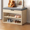 Shoe Storage Rack | Minimalist PU Leather & Wood | 3-Tier Shoe Organizer for Entryway