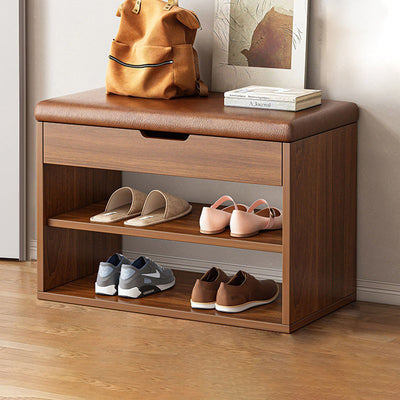 Shoe Storage Rack | Minimalist PU Leather & Wood | 3-Tier Shoe Organizer for Entryway 13
