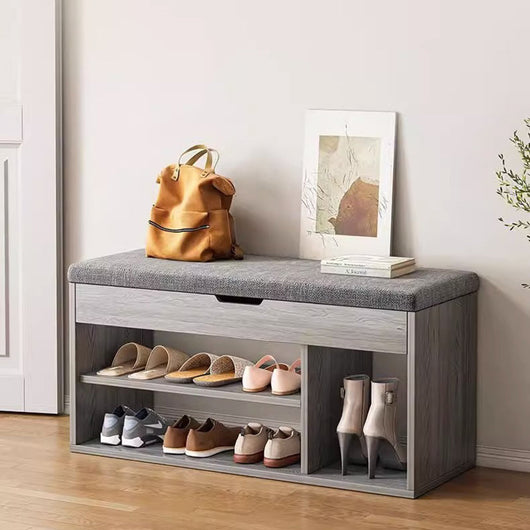 Shoe Storage Rack | Minimalist PU Leather & Wood | 3-Tier Shoe Organizer for Entryway 1