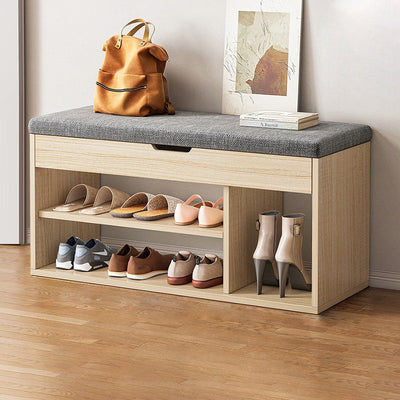 Shoe Storage Rack | Minimalist PU Leather & Wood | 3-Tier Shoe Organizer for Entryway 3