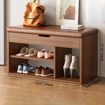 Shoe Storage Rack | Minimalist PU Leather & Wood | 3-Tier Shoe Organizer for Entryway 6