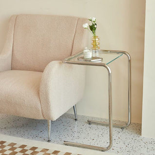 Side Table | Tempered Glass & Iron | Minimalist Design | Living Room Use