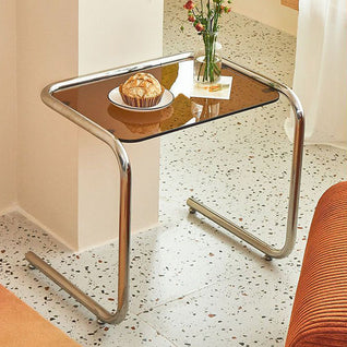 Side Table | Tempered Glass & Iron | Minimalist Design | Living Room Use