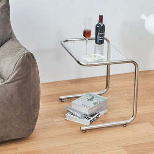 Side Table | Tempered Glass & Iron | Minimalist Design | Living Room Use