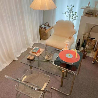 Side Table | Tempered Glass & Iron | Minimalist Design | Living Room Use