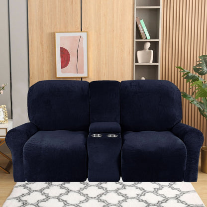Sofa Cover Velvet Plush with Cup Holders | Non-Slip Protection for 2-Seater Recliner Loveseat 1