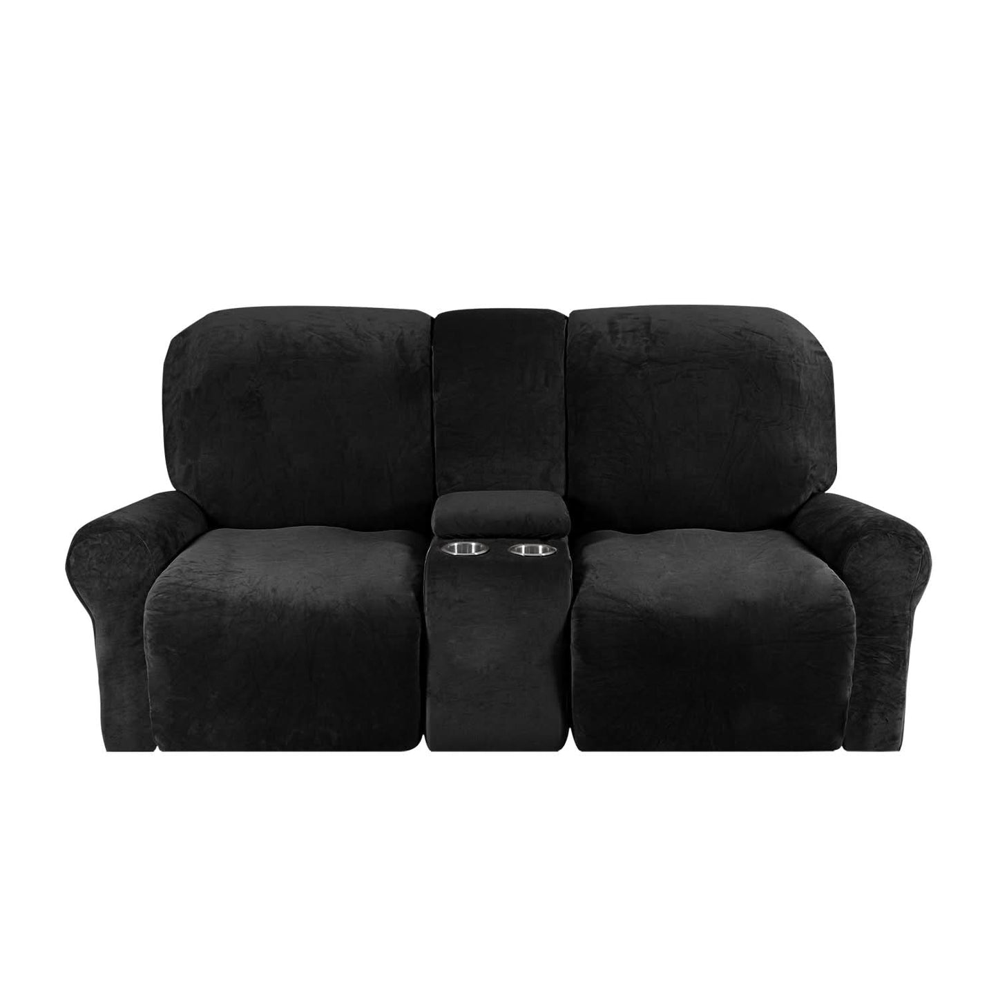 Sofa Cover Velvet Plush with Cup Holders | Non-Slip Protection for 2-Seater Recliner Loveseat 10