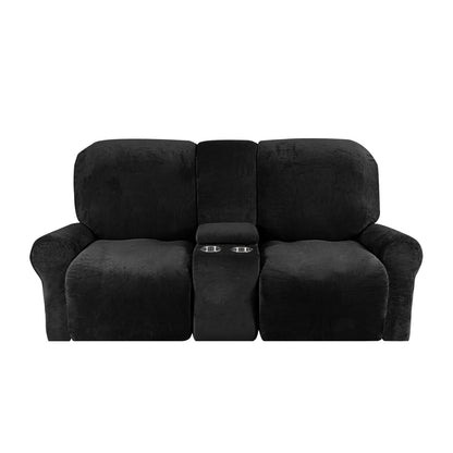 Sofa Cover Velvet Plush with Cup Holders | Non-Slip Protection for 2-Seater Recliner Loveseat 10