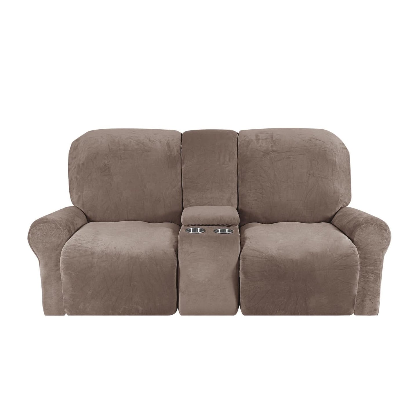 Sofa Cover Velvet Plush with Cup Holders | Non-Slip Protection for 2-Seater Recliner Loveseat 11