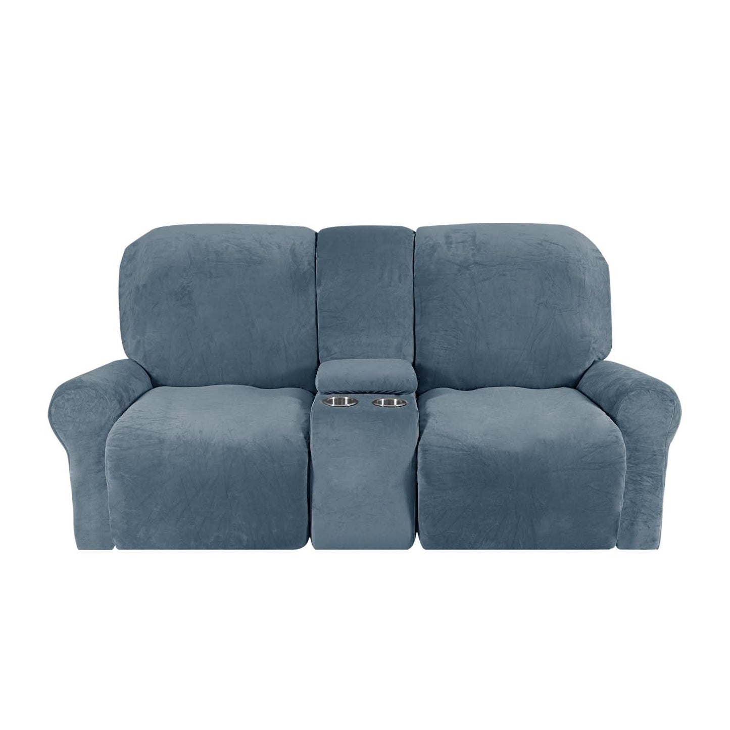Sofa Cover Velvet Plush with Cup Holders | Non-Slip Protection for 2-Seater Recliner Loveseat 12