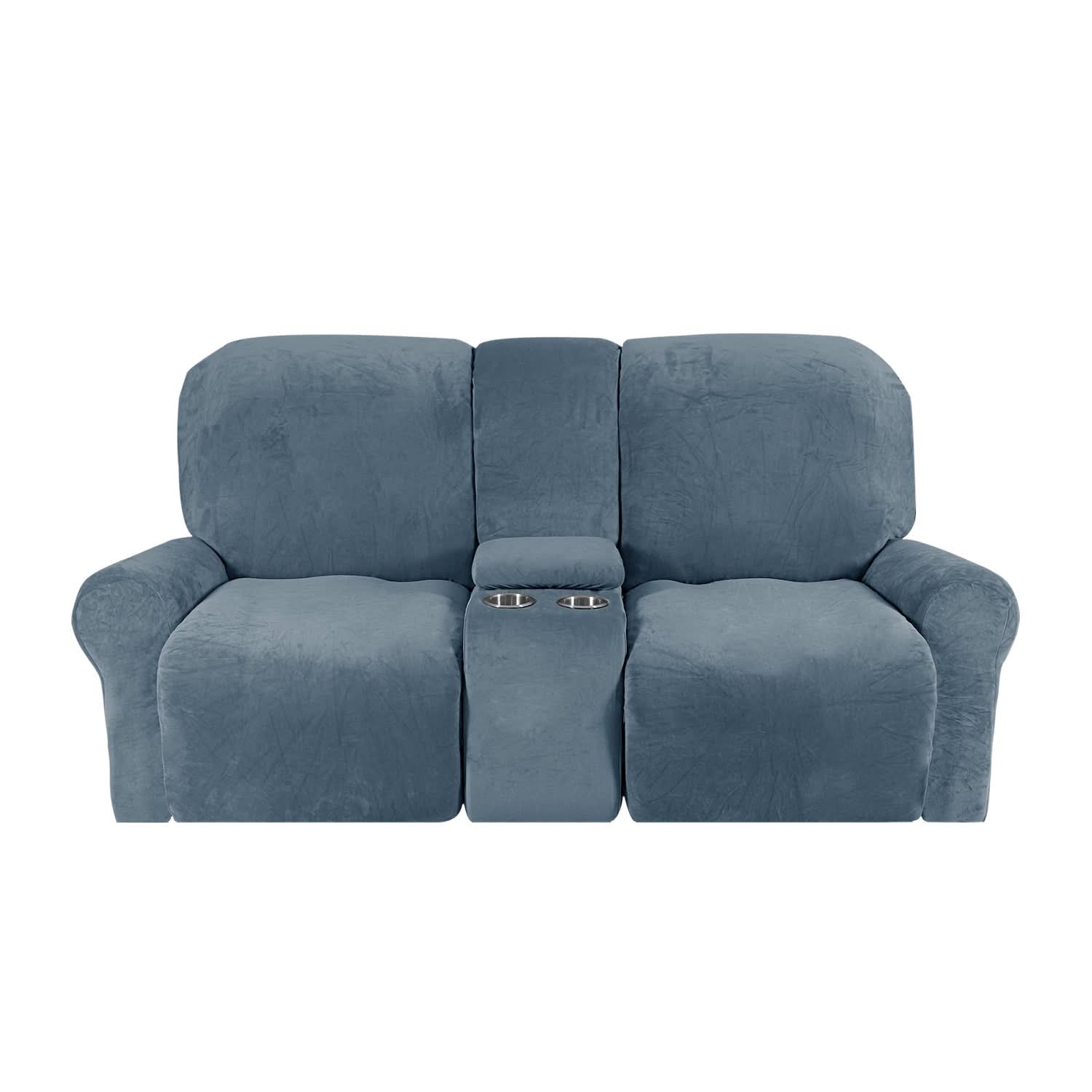 Sofa Cover Velvet Plush with Cup Holders | Non-Slip Protection for 2-Seater Recliner Loveseat 12