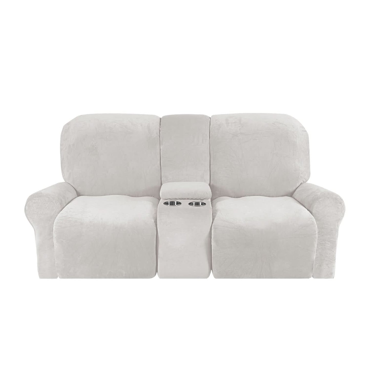 Sofa Cover Velvet Plush with Cup Holders | Non-Slip Protection for 2-Seater Recliner Loveseat 13