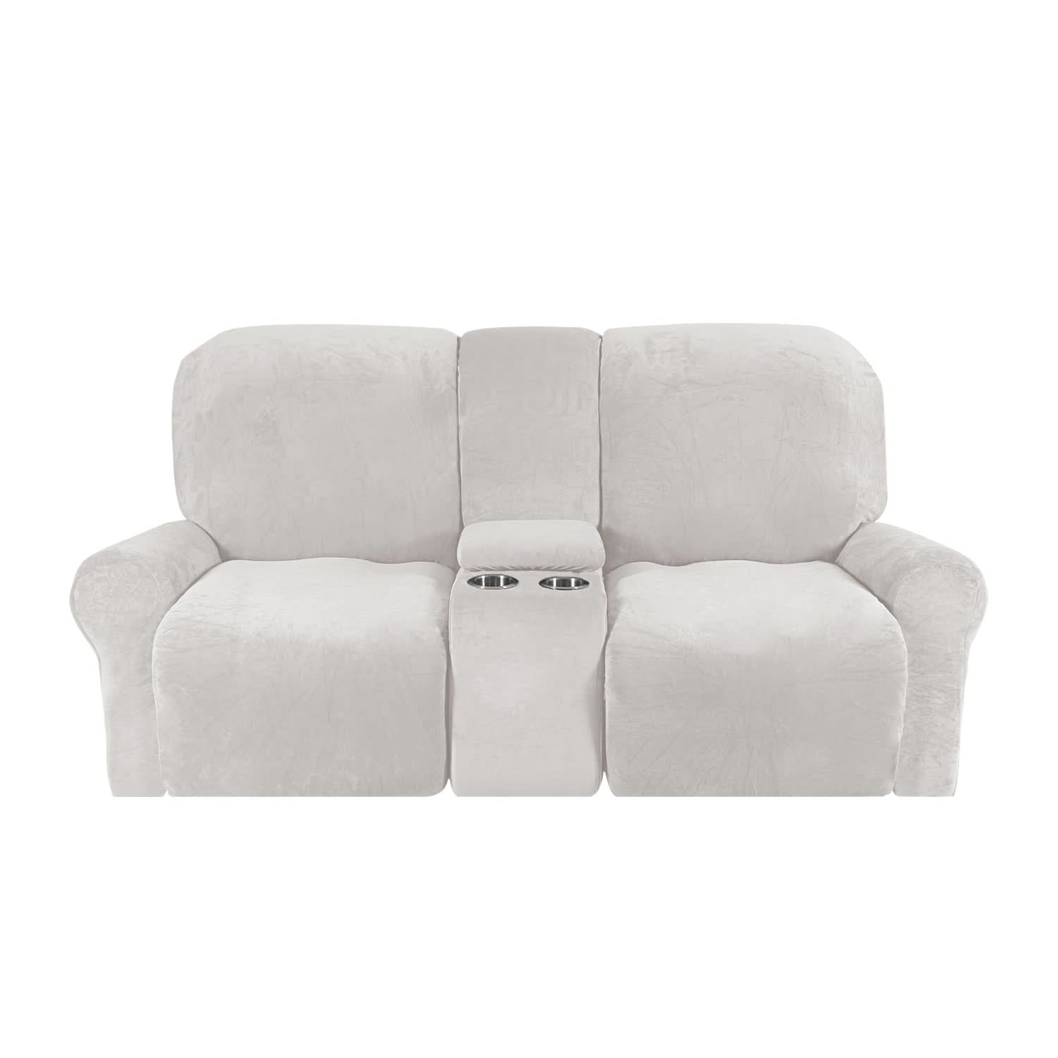 Sofa Cover Velvet Plush with Cup Holders | Non-Slip Protection for 2-Seater Recliner Loveseat 13