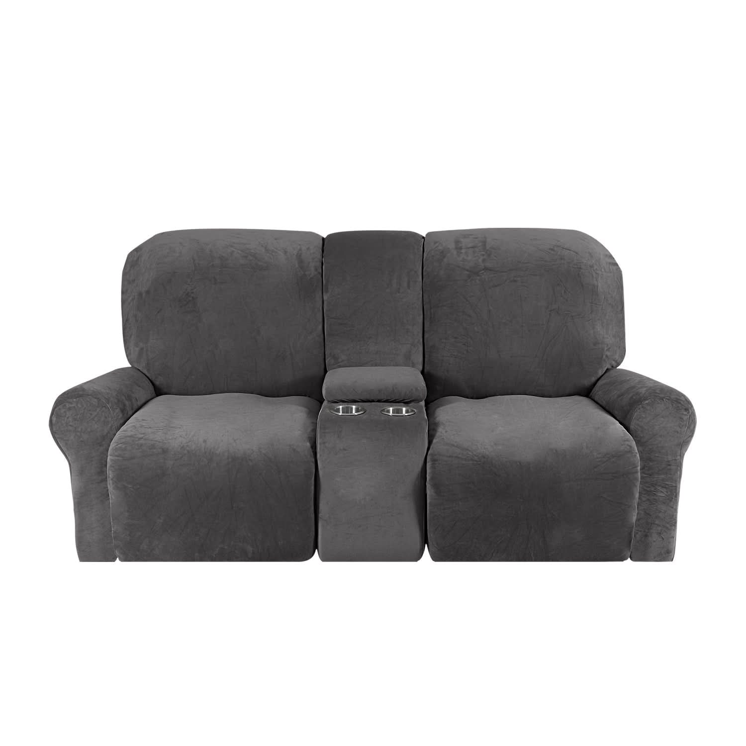 Sofa Cover Velvet Plush with Cup Holders | Non-Slip Protection for 2-Seater Recliner Loveseat 14
