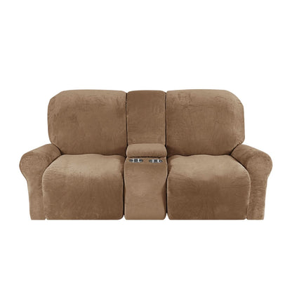 Sofa Cover Velvet Plush with Cup Holders | Non-Slip Protection for 2-Seater Recliner Loveseat 4