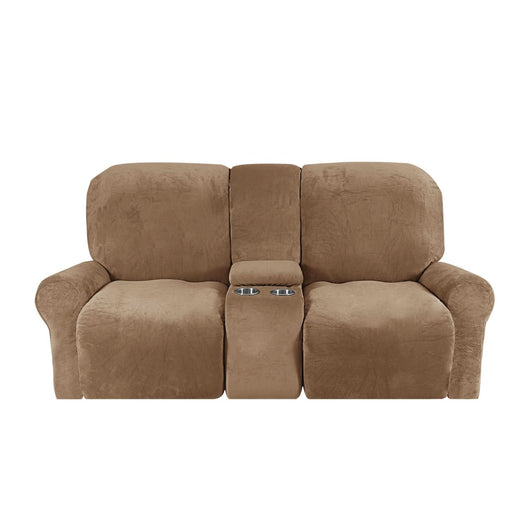 Sofa Cover Velvet Plush with Cup Holders | Non-Slip Protection for 2-Seater Recliner Loveseat 4