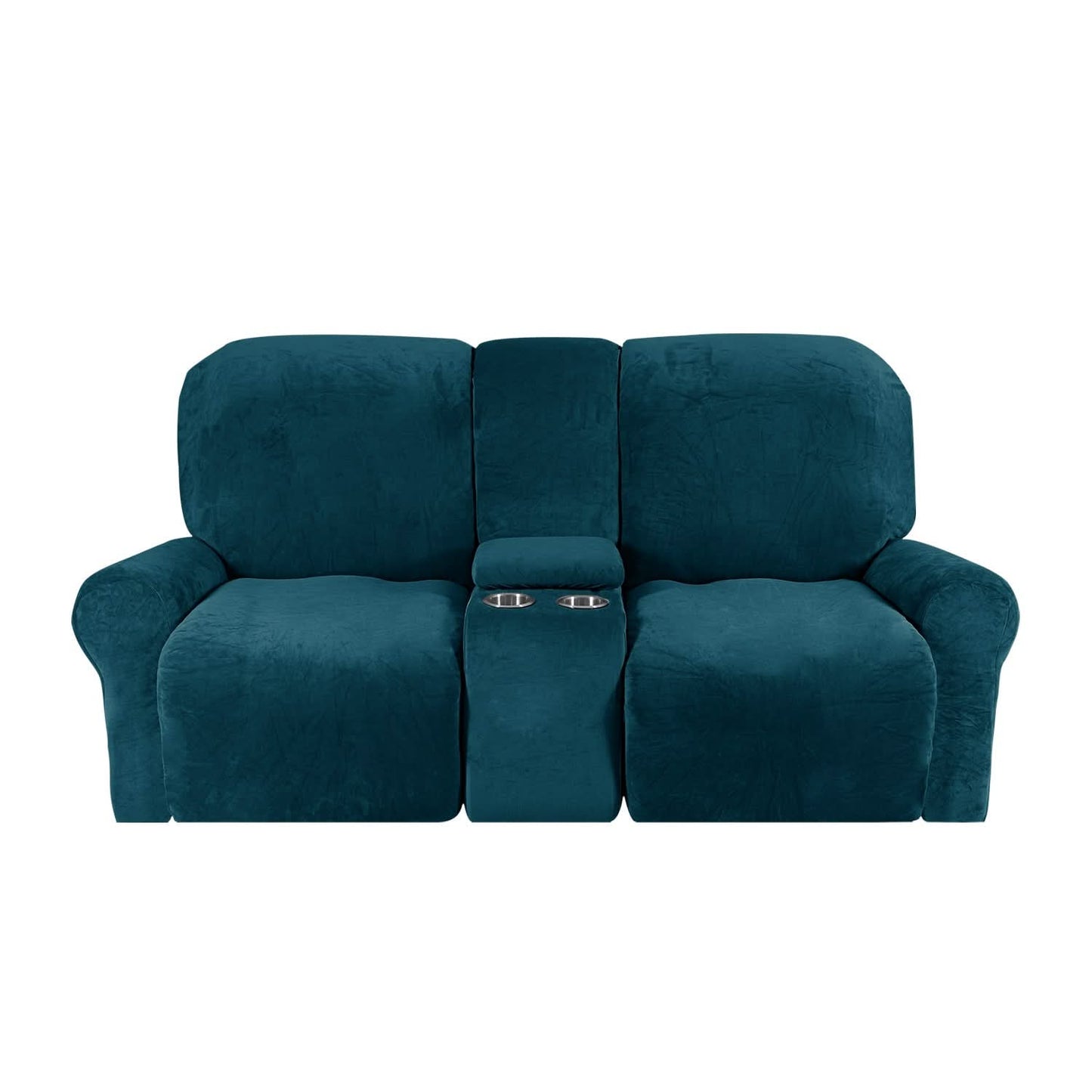 Sofa Cover Velvet Plush with Cup Holders | Non-Slip Protection for 2-Seater Recliner Loveseat 5