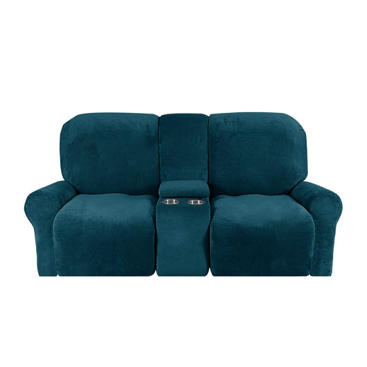 Sofa Cover Velvet Plush with Cup Holders | Non-Slip Protection for 2-Seater Recliner Loveseat 5