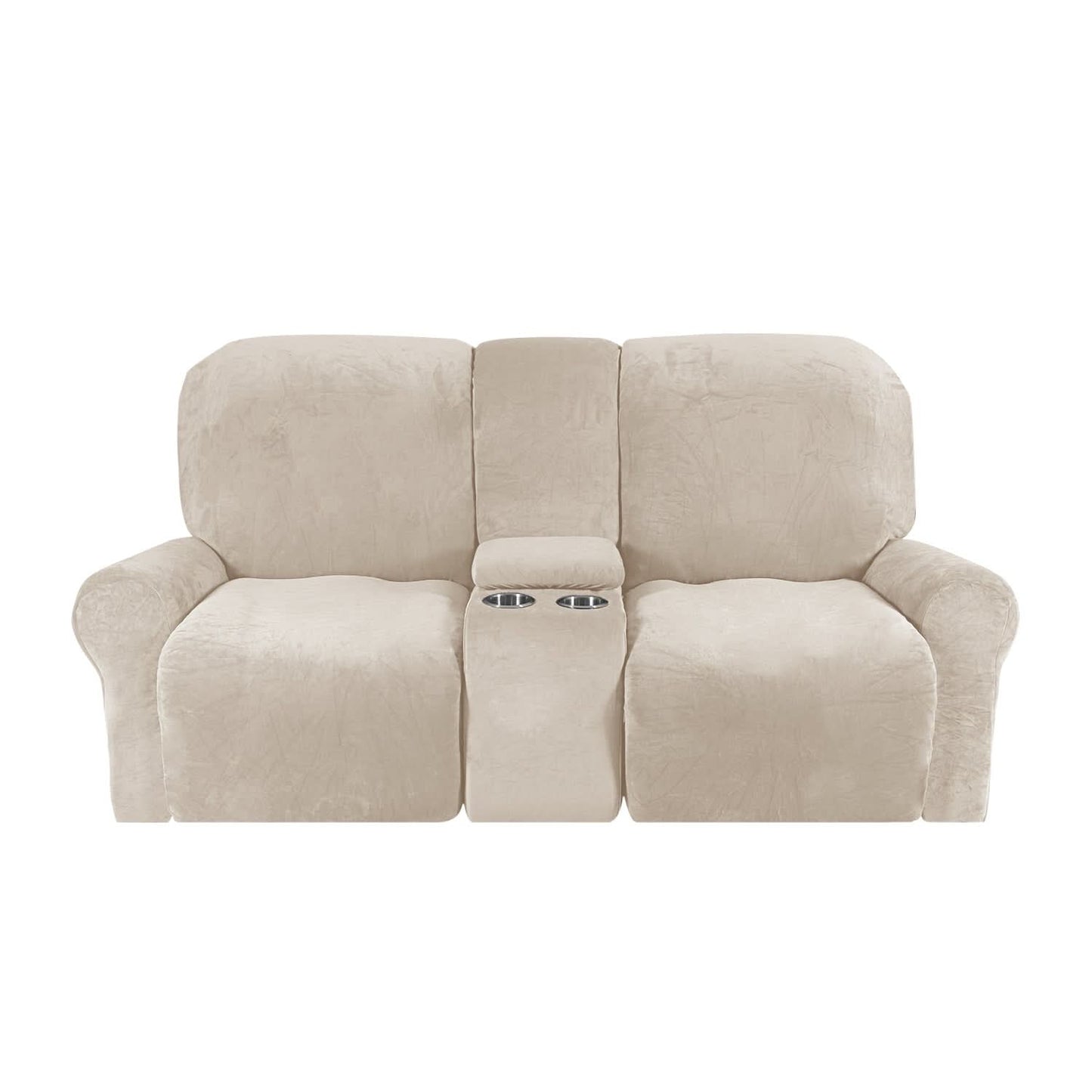 Sofa Cover Velvet Plush with Cup Holders | Non-Slip Protection for 2-Seater Recliner Loveseat 6