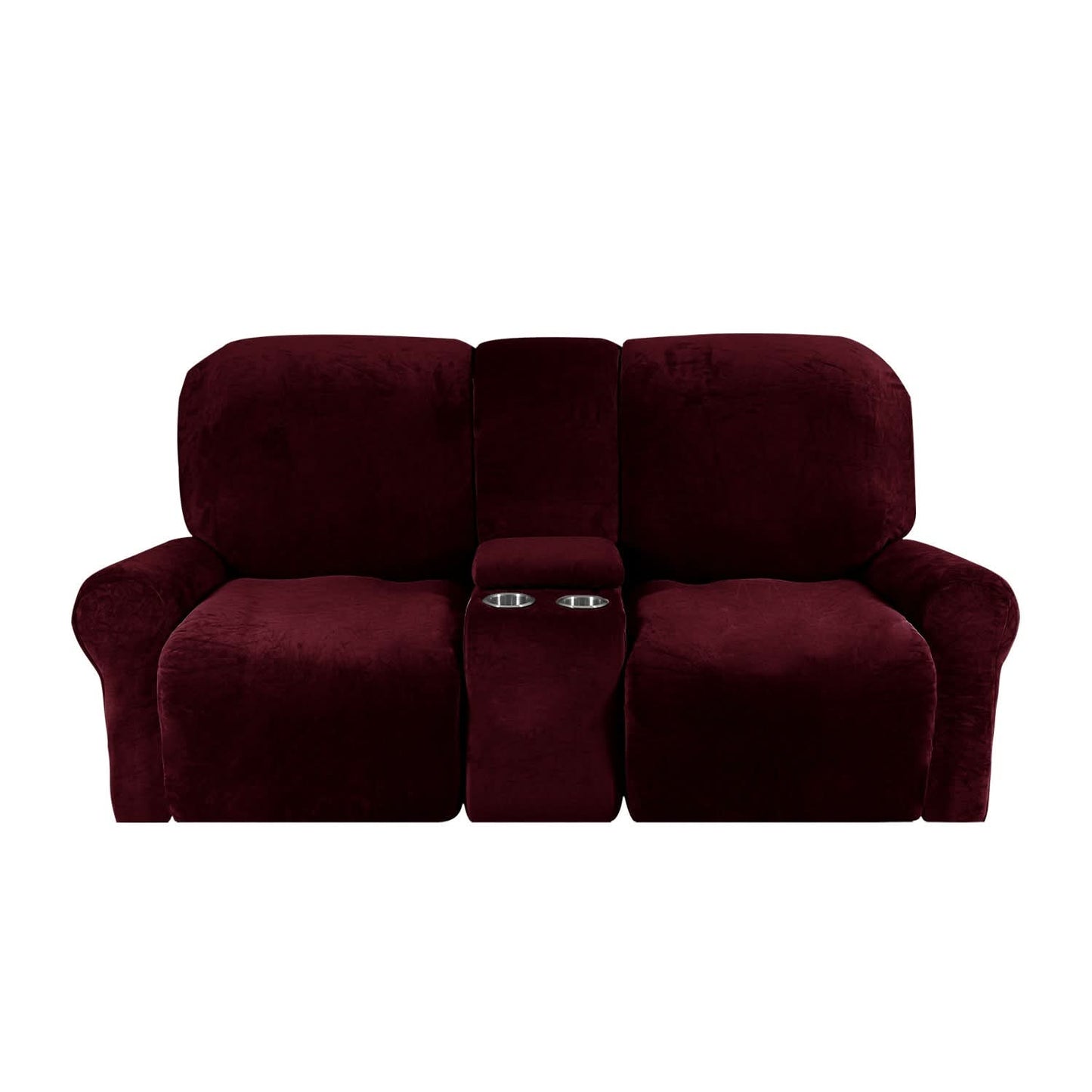 Sofa Cover Velvet Plush with Cup Holders | Non-Slip Protection for 2-Seater Recliner Loveseat 7