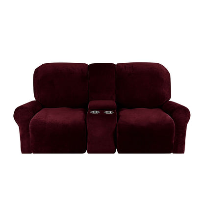 Sofa Cover Velvet Plush with Cup Holders | Non-Slip Protection for 2-Seater Recliner Loveseat 7