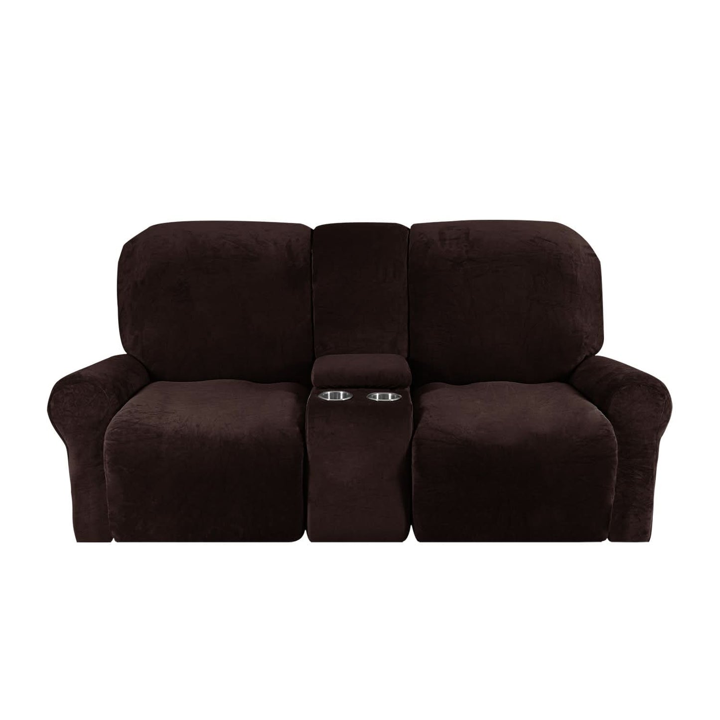Sofa Cover Velvet Plush with Cup Holders | Non-Slip Protection for 2-Seater Recliner Loveseat 8