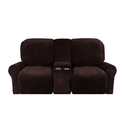 Sofa Cover Velvet Plush with Cup Holders | Non-Slip Protection for 2-Seater Recliner Loveseat 8