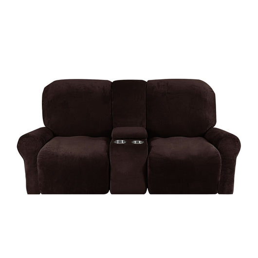 Sofa Cover Velvet Plush with Cup Holders | Non-Slip Protection for 2-Seater Recliner Loveseat 8