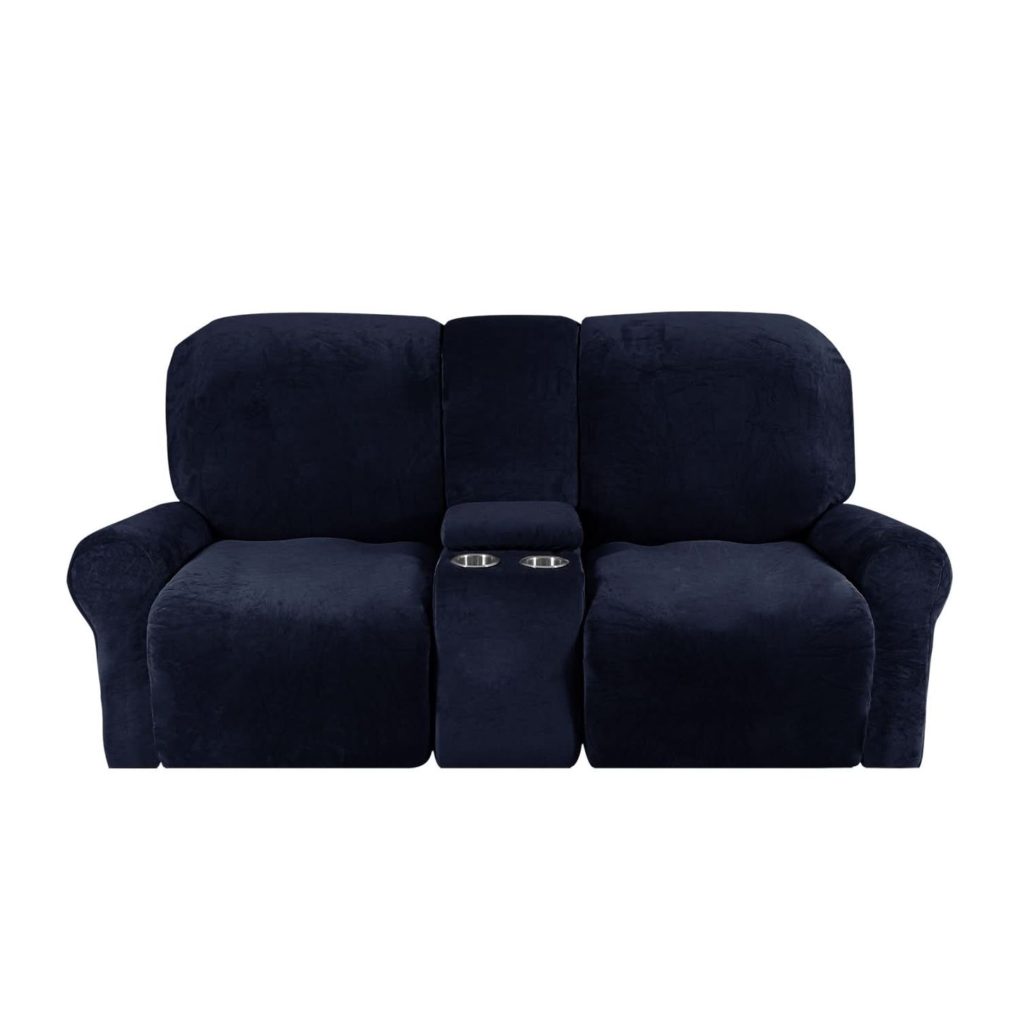 Sofa Cover Velvet Plush with Cup Holders | Non-Slip Protection for 2-Seater Recliner Loveseat 9