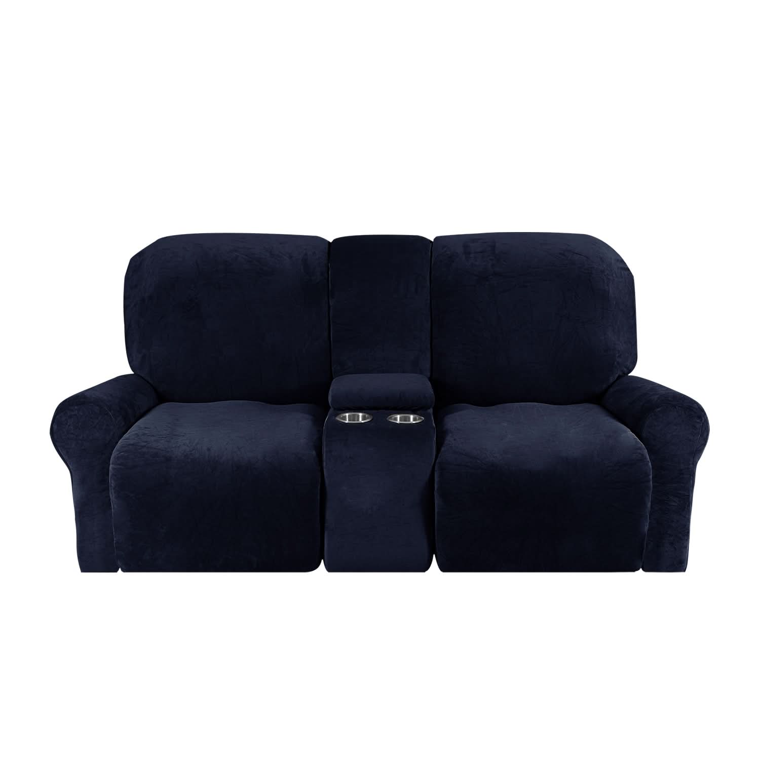 Sofa Cover Velvet Plush with Cup Holders | Non-Slip Protection for 2-Seater Recliner Loveseat 9