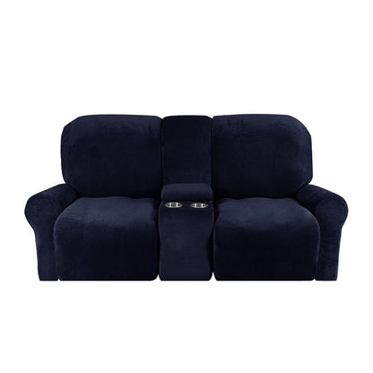 Sofa Cover Velvet Plush with Cup Holders | Non-Slip Protection for 2-Seater Recliner Loveseat 9