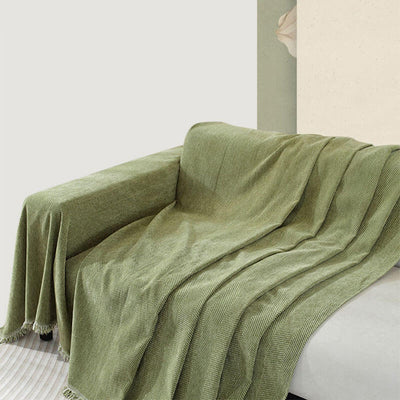 Sofa Cover | Chenille Herringbone Design with Tassels | Elegant Protection for Living Room 4