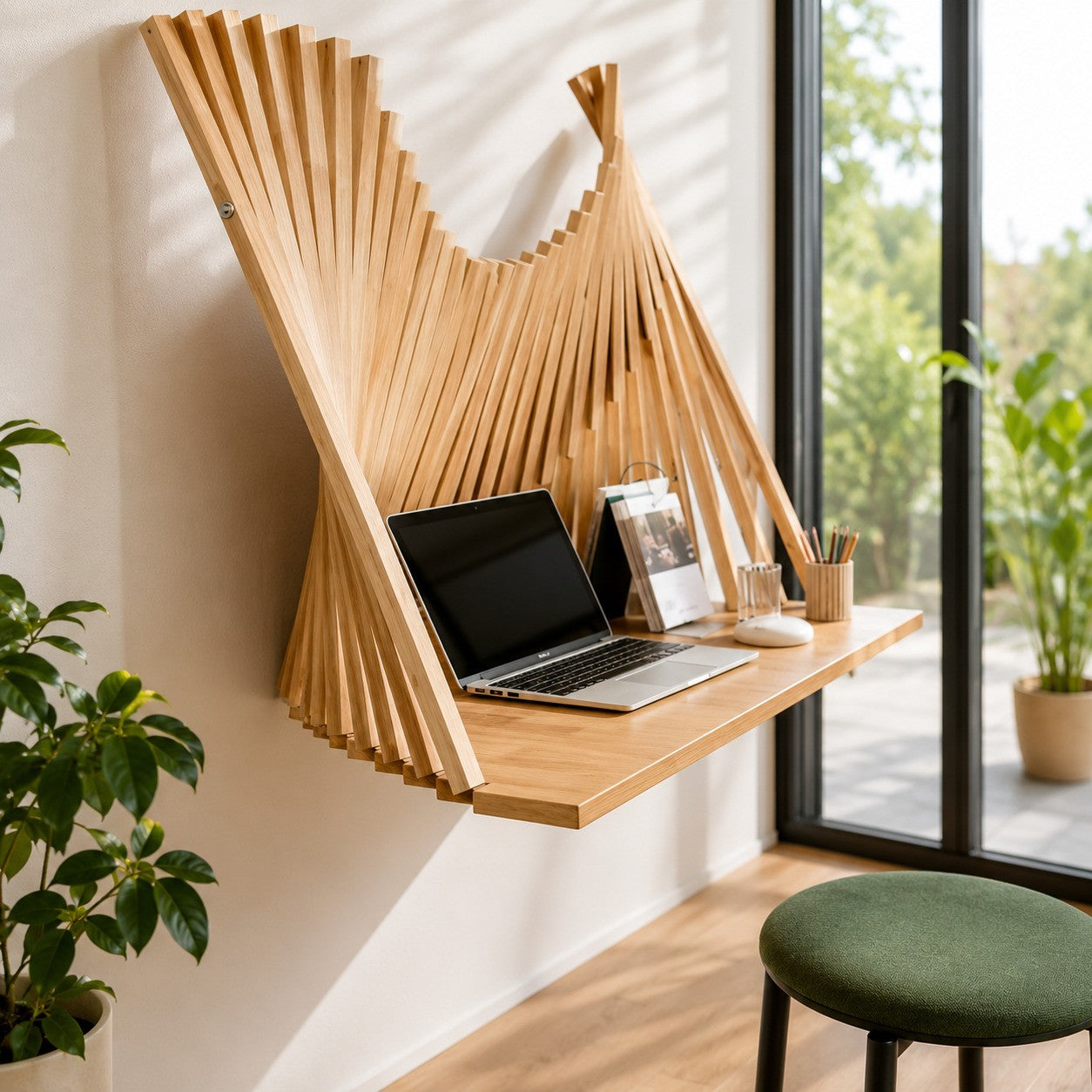Solid Wood Office Desk | Contemporary Semicircle Design | Space-Saving | Home Office 10