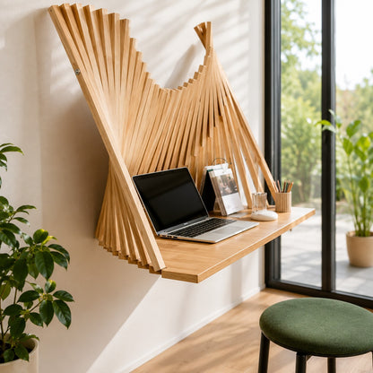 Solid Wood Office Desk | Contemporary Semicircle Design | Space-Saving | Home Office 10