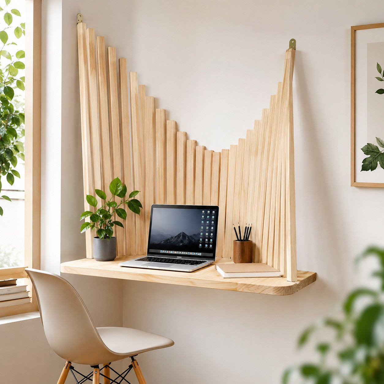 Solid Wood Office Desk | Contemporary Semicircle Design | Space-Saving | Home Office 8