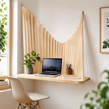 Solid Wood Office Desk | Contemporary Semicircle Design | Space-Saving | Home Office 8