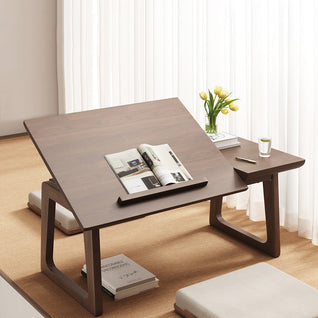 Solid Wood Side Table with Foldable Design & Multi-Angle Surface | Modern Japanese Style for Living Room